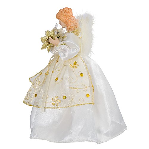 Kurt Adler 10-Light 9-Inch Ivory And Gold Angel Treetop #TOP4