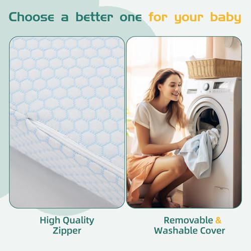 Image of Trifold Pack and Play Mattress,38 inchx26 inch Double-Layer Breathable Memory Foam | Portable, Carry Bag Included, Removable Cover,Breathable,Soft,Skin Friendly Fabric,Machine-Washable,Pack n Play Mattress