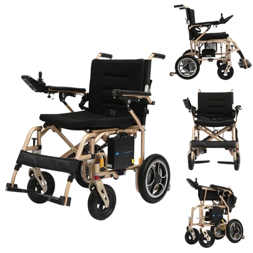 Glider Mobility Nova Lite Lightweight Folding Electric Wheelchair – Dual 250W Motors, 24V 10Ah Lithium Battery, 14-Mile Range, 8km/h Speed, 120kg Capacity, Airline Approved, Portable Powerchair