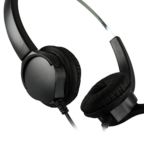 AGPtEK Centro Chiamate in Vivavoce Cancellazione del Rumore con filo Binaural Headset con Microfono e Testa RJ9 Cristallo 4 pin per Telefono da Scrivania - Consulting Services per telefono, assicurazioni, banche, ospedali, aziende ecc.