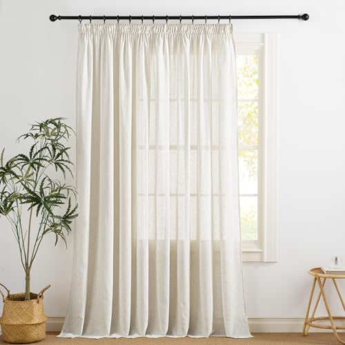 KGORGE Cortinas Salon Modernas Cortinas Translucidas Cortinas Dormitorio Matrimonio Cortinas de Lino Cortinas 3 Metros Cortinas de Casa para Riel, 1 Pieza, 300x240cm, Lino