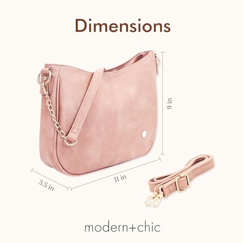 Image of Modern+Chic Crossbody Bags for Women - Marissa Saddle Crossbody, Vegan Leather Shoulder or Handbag with Two Adjustable Straps