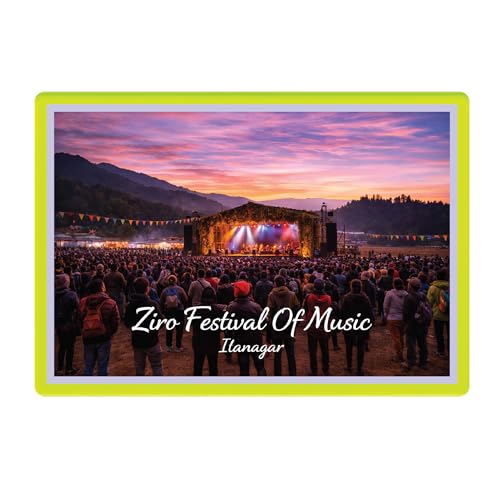 Image of Decorative Fridge Magnet with Glowing Border | Pack of 1 (Ziro Festival of Music, Itanagar, 4x3 inch - Fluorescent Border)