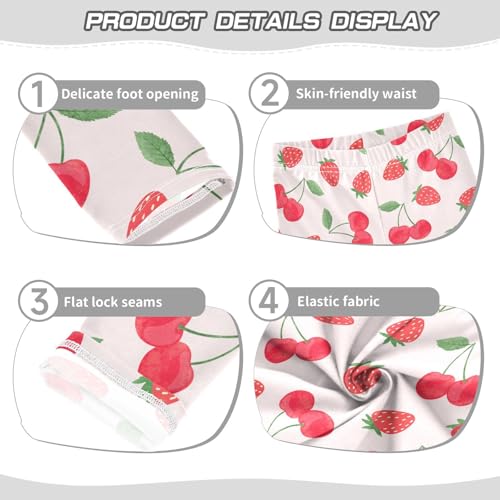 Summer Red Berries Girls Leggings,Workout Leggings for Girls Toddler Athletic Leggings Size for 3-10T3