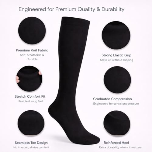 Image of Diamond Star 6 Pairs Compression Socks for Men & Women, Knee High Socks