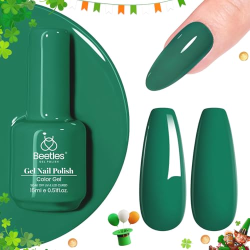 Image of Beetles Green Gel Nail Polish, 1Pcs 15ml Color Gel Polish Soak Off UV LED Day Nails Art Manicure Salon DIY Home Fall Nails