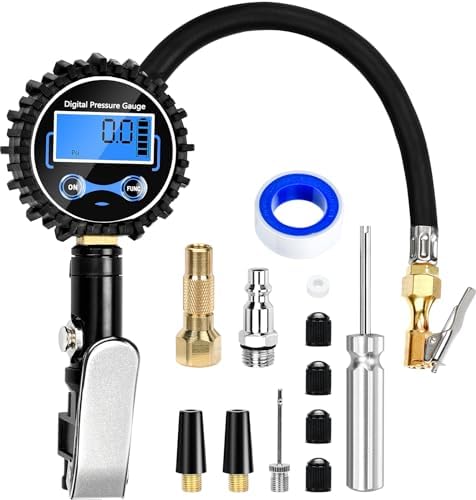 EIIEHX Digital Tire Inflator with Pressure Gauge, 200 PSI Heavy Duty Chuck and Compressor Kit with Quick Connectors, 0.1 Display Resolution for Cars, SUVs, Trucks and Motorcycles