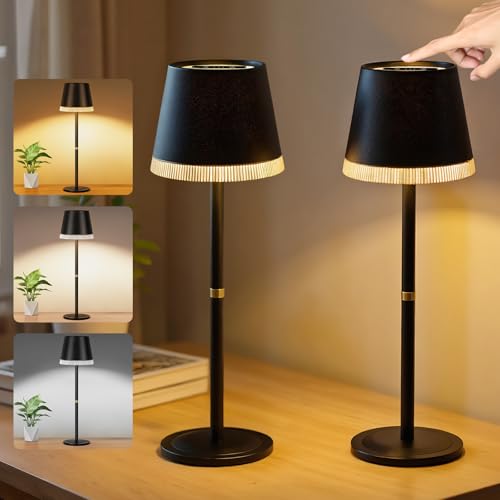 OUTON LED Tischlampe Kabellos mit Akkuanzeige, 4000mAh Akku Tischleuchte USB-C Aufladbar, 3...