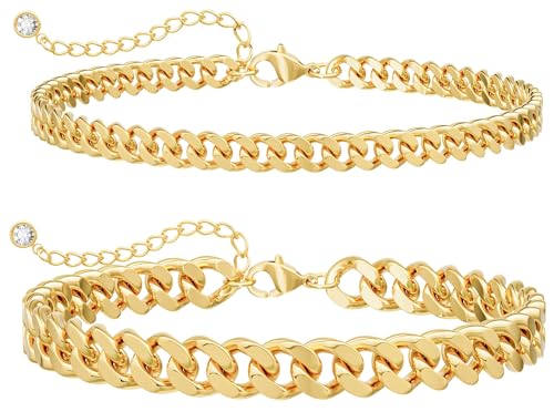 Image of DEARMAY Gold Ankle Bracelets for Women Waterproof, Non Tarnish 14K Gold Plated Beaded Link Chain Anklets, Layered Summer Beach Jewelry Gifts, Dainty Bikini Outfits for Vacation