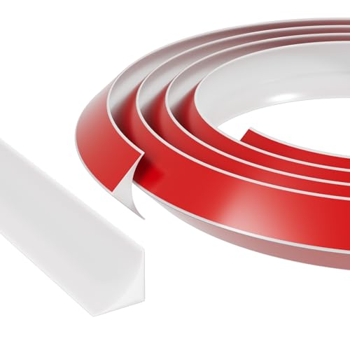 Esufeir Bande autocollante en polystyrène de 3 m pour plafonds, perlage en quart de cercle pour sols stratifiés, bande d'angle murale en PVC pour plinthe, garniture de moulage flexible en plastique