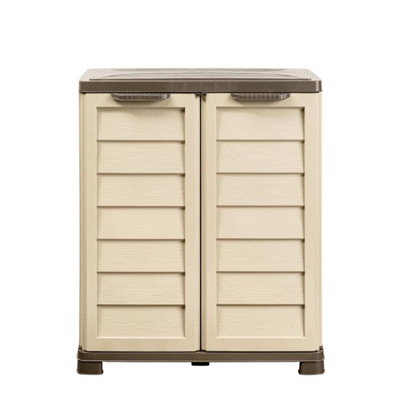 Deconation - Armario modular de almacenamiento exterior y interior, 76 x 46 x 89 cm, color beige y gris