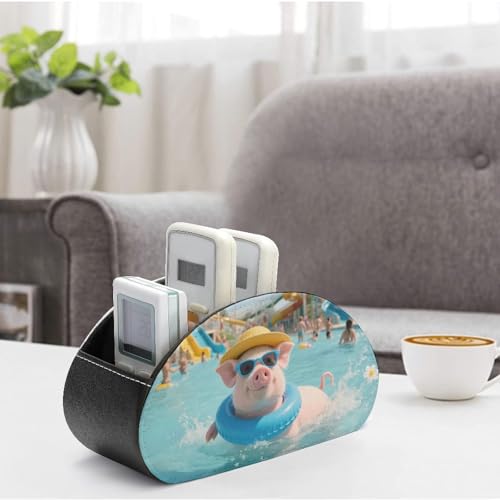 Support télécommande TV cuir PU porte-télécommandes 5 compartiments - 5