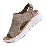 YESWIN Women Arch Support Orthotic Walking Sandals Comfortable Plantar Fasciitis Non-slip Casual Open Toe Adjustable Ankle Strap Sport Sandals for Summer Beach