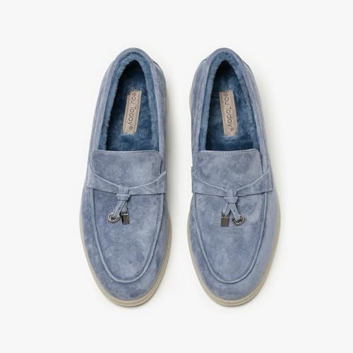 Image of BEAU TODAY Suede Loafers Flats for Women, Women's Slip On Penny Loafers, Leather Driving Comfortable Dress Ladies Loafers Casual Office Work Shoes