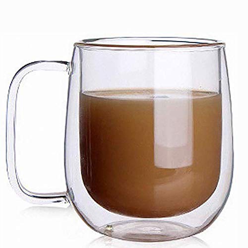 Kit Jogo 2 xícaras copo parede dupla vidro 250ml café chá