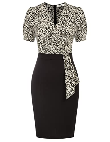 GRACE KARIN Damen V-Ausschnitt Coctailkleid Arbeitkleid Elegant Knielang...