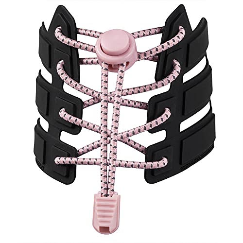 VICT POPU Cordones de zapatos sin lazo para entrenadores adultos niños cordones elásticos sin cordones, Pink, Talla única Cover