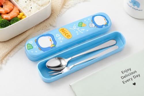Image of Cutlery Set with Box for Dining | Stainless Steel Spoon, Fork | Reusable Tableware for Home, Kitchen, Office, Restaurant & Travel | Durable Mirror Finish Flatware