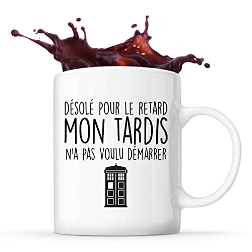 Mug Tardis Excuse Retard Blanc