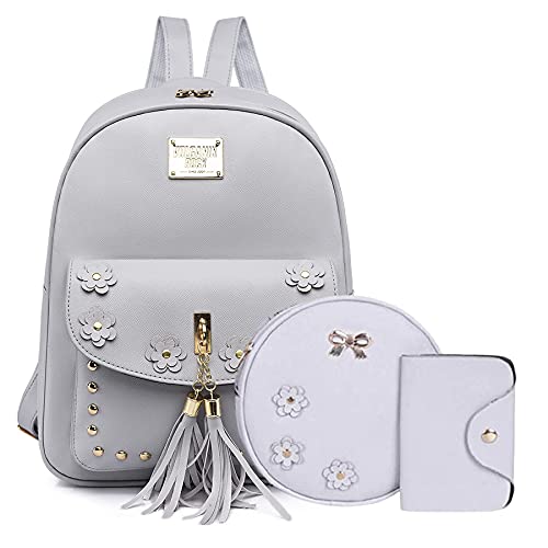 Image of floki Fashion Girls 3-PCS Fashion Cute Mini Leather Backpack sling & pouch set for Women