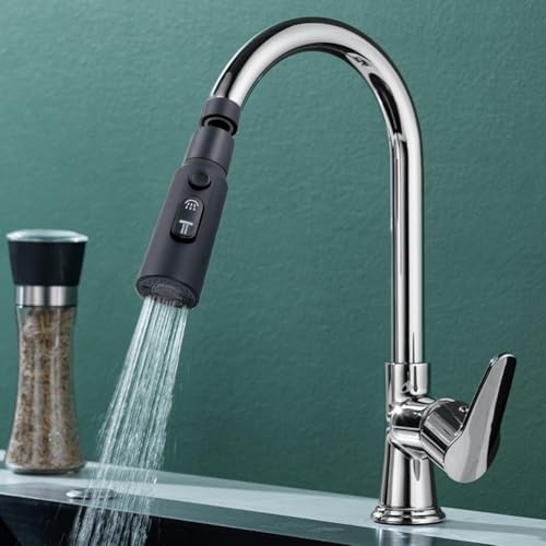 Mitigeur cuisine noir 360° pour eau chaude et froide sanitaire