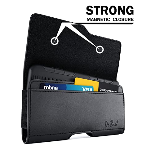 Debin Case For Galaxy S23, S22, S21, S20, S10, S9, A10E, A01, S21 Fe, Cell Phone Belt Holder Case With Clip Holster Pouch Cover Id Card Holder (Fits Samsung Phone With Otterbox Commuter Case On) Black #TOP1