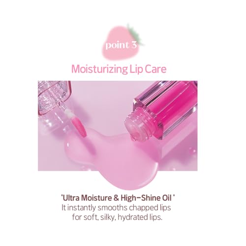 Image of ETUDE Dear Darling Oil Tint #8 Red Candy (0.14 fl.oz) | High Moisturizing and Strong Hydrating Lip Oil /Lip Gloss | Smooth and Moist Lips | Non-Sticky Lip Oil Tint For Dry Lips | Korean Makeup