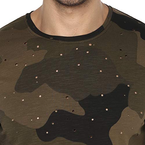 Image of Spykar Men's Printed Slim fit T-Shirt (MKT-01AH-028-OLIVE /Olive /Black 3XL)