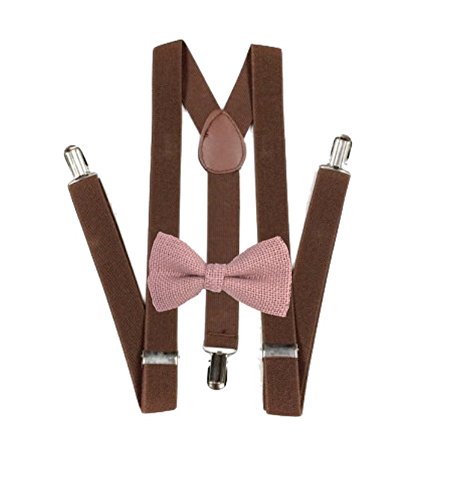 Set corbata de moño y tirantes marrón para hombre
