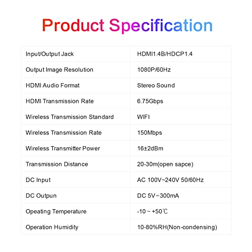 Wireless Hdmi Transmitter And Receiver, 150M 1080P Hd Wireless Hdmi Extender, Smooth 3D Visual, Range Streaming Video Audio From Laptop, Pc To Hdtv Projector For Home Theater, Conferences, Games #TOP7