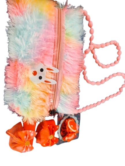 Combo of tiny fur sling Bag and Rubberbands, small fur multicolour sling Bag/Handbag/Crossbody Sling Bag/Purse/Stylish Bags for Girls Kids || Best for Birthday return gifts (B0DFY21CQR) Amazon Price History, Amazon Price Tracker