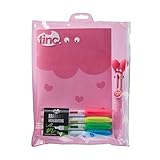 Tinc Mallo Super Stationery - Juego de regalo para niños, incluye cuaderno rayado A5, resaltadores borrables y bolígrafo de múltiples clics, juego de regalo, color rosa, 3 unidades (paquete de 1),