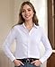 Beninos Women's White Button Down Shirts Elegant Office Dress Shirt Blouse (680 White, L)