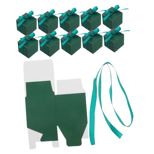VALICLUD 50 Cajas Para Dulces De Boda Bombones Fiestas Cumpleaños Dulces Bonitas Bolsas De De Chocolate Dulces Cajas De Papel Cajas De Postre Cinta Verde