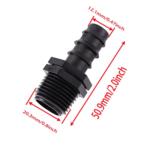 Garden Irrigation Hose Connector DN16 to 1/2 Inch Barbed Connector, Male Thread Straight Connector (5Pcs/Pack) - Image 2