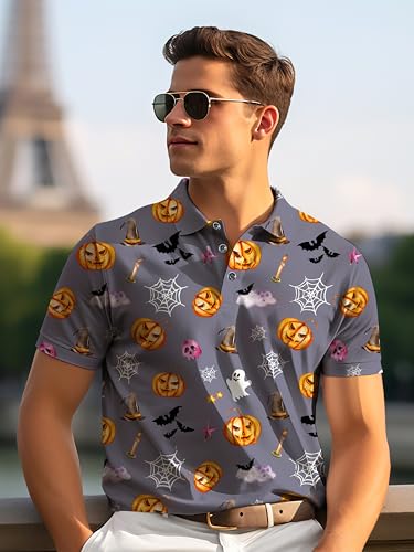 Mens Golf Shirt Dry Fit Performance Moisture Wicking Short Sleeve Print Casual Collared Polo Shirts for Men2