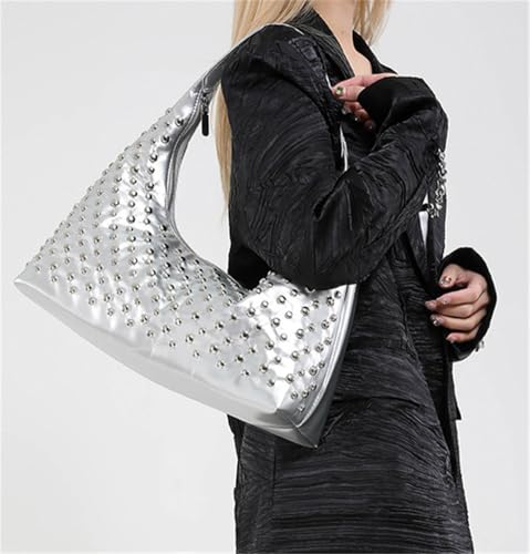 Slouchy Hobo Bags for Women Crescent Tote Bag for Women Studded Rivet Underarm Purse Shoulder Handbag Top Handle Bag 20252