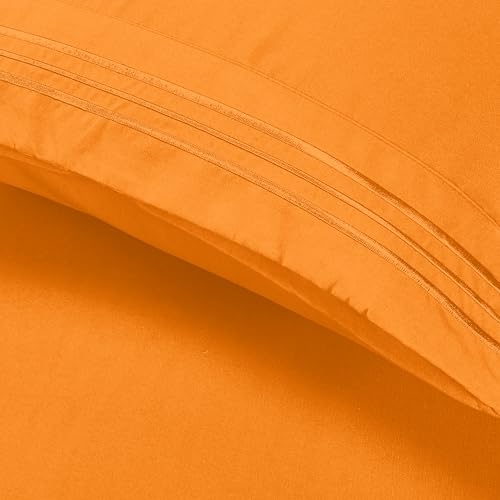 Image of Elegant Comfort Luxury Ultra-Soft 2-Piece Pillowcase Set 1500 Thread Count Egyptian Quality Microfiber Double Brushed-100% Hypoallergenic-Wrinkle Resistant, California King, Orange
