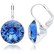 MYJS Bella Earrings with 8.5 Carat Sapphire Swarovski Crystals Rhodium Plated