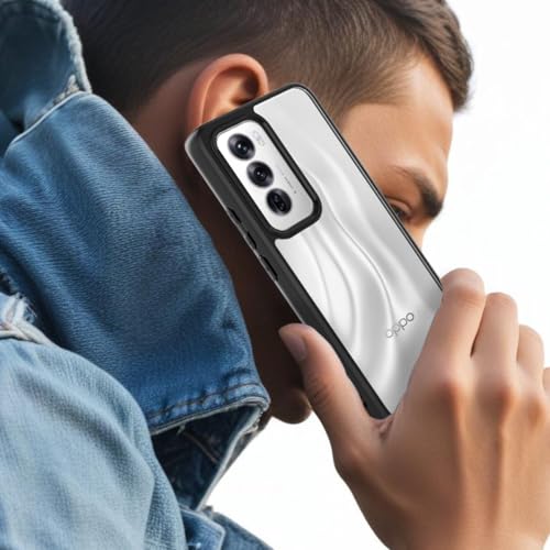 Image of KAPAVER Hybrid Clear Back Cover Case for Oppo Reno 12 | Protective Shockproof Cleare Hard PC Soft Flexible Black TPU Cover