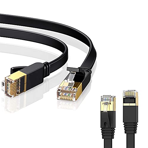 LANケーブル 5m Cat7 黒 イーサネットケーブル ウルトラフラットケーブル 高速 STP 爪折れ防止 RJ45コネクタ ギガビット10Gbps/600MHz 金メッキコネクタ