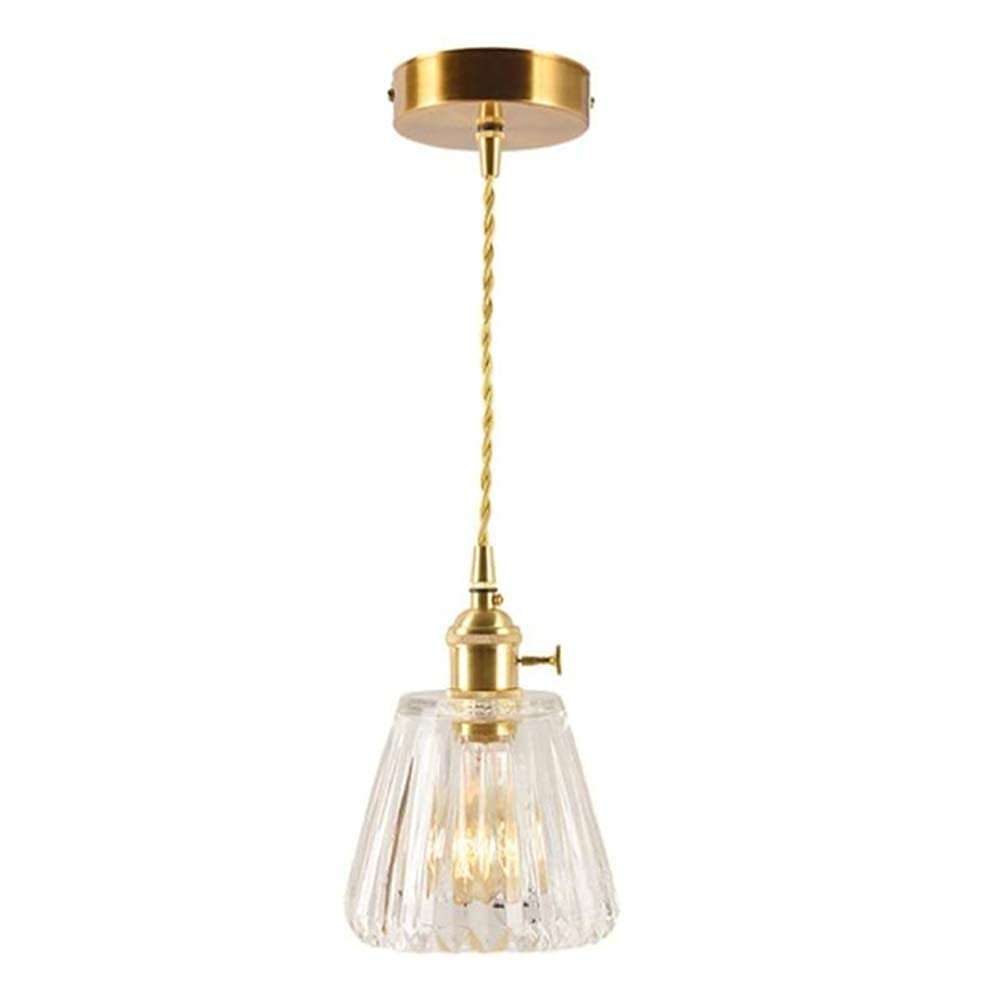 Lámpara de vidrio colgante estilo minimalista acabada en oro con altura ajustable