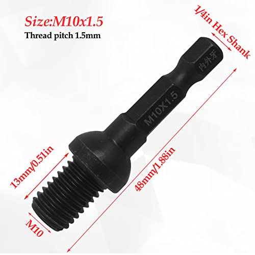 Image of 1pcs Thread Insert Installation Tool with 1 /4inch Hex Shank, Insert Nut Socket(Male Thread ;M10x1.5mm)
