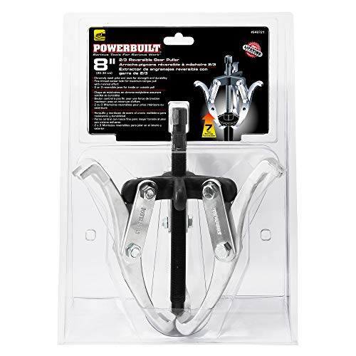 Powerbuilt Gear Puller With 3-Way Reversible Jaw, 8 Inch Reach, Inside Or Outside Pull, Steel Yoke Tool, 7 Ton Capacity- 648721 #TOP3