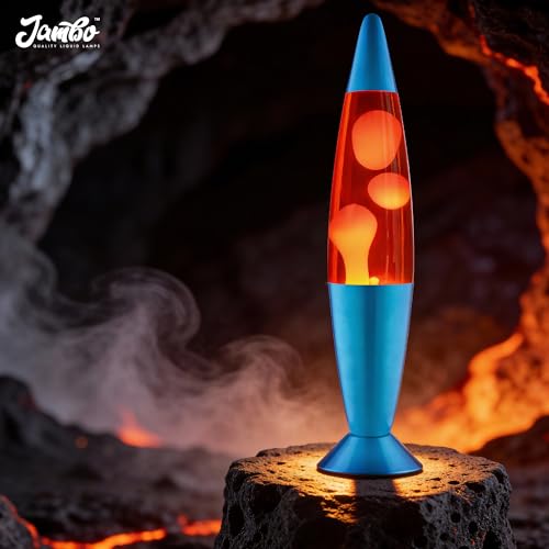 Image of JAMBO 16 inch Beautiful Lamp- Red with Yellow /Orange Wax, Relaxing Liquid Light, Night Light Nightlight, Home Decor Living Room Office Bedroom Lamp for Adults Teens Kids, Magma Motion
