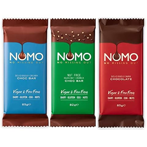 Nomo Chocolate Gift 3 x Large Bars Vegan Chocolate Mixed Case Selection Box Cover
