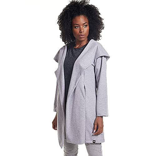 Cardigan Sobretudo Brohood Feminino Moletom Com Capuz Cinza GG