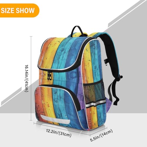 Mochila infantil de madera arco iris escolar para niños y niñas 3