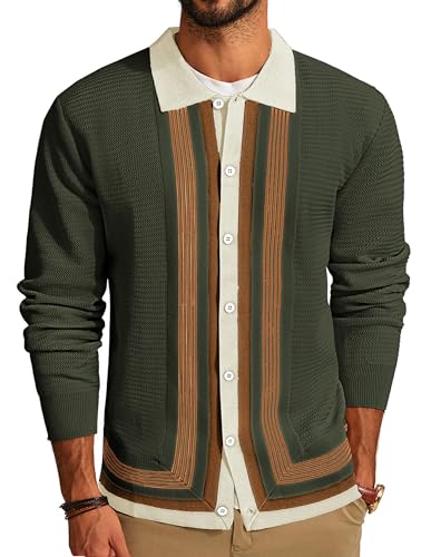 PJ PAUL JONES Mens Long Sleeve Button Down Knitted...