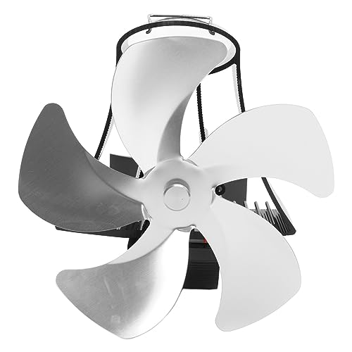 Ventilador para Chimenea para Colgar en la Pared, Ventilador de Estufa de Leña de 5 Aspas, Instalación Magnética para Sala de Estar (GOLD) (SILVER)